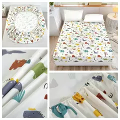 Kuup poliéster impermeável desenhos animados cabido folha, cama king size tampa, sem fronha, elástico, em torno do colchão, 360 ° - comprar online