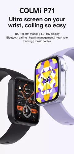 COLMI-P71 Smartwatch para homens e mulheres, chamada por voz, monitoramento de saúde, IP68 impermeável, notificação inteligente, assistente - loja online