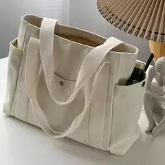 Estilo preppy bolsa de ombro unissex grande capacidade bolsa casual versátil sólida bolsa de lona estudante viajando zíper saco quadrado na internet