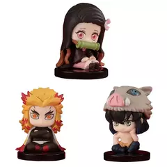 Q Versão Demon Slayer Action Figure Set, Boneca Fantasma Sentada, Tanjiro, Nidouzi, Inosuke, Zenizu Movie Model, Kid Toy Gift, 10pcs