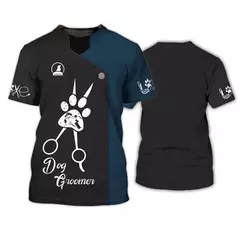 Dog Groomer's T-shirts para homens e mulheres, Pet Grooming Uniformes, Tops roupas, canino, veterinário, cabeleireiros, trabalho canino, 2024 - loja online