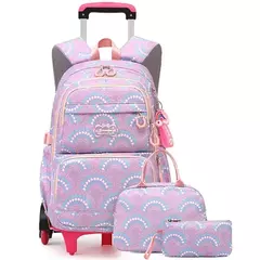 Imagem do Rolling School Bags for Girls, Mochila impermeável para crianças com rodas, Trolley Luggage Back Pack, Ensino médio