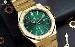 Sapphero ouro rosa para homens relógios octagonais 30m relógios à prova dwaterproof água relógio de quartzo masculino negócios moda relógios para homem watche - loja online