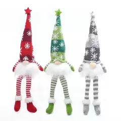 Imagem do Natal Faceless Doll Gnome Ornamentos, Luz LED, Pelúcia, Artesanato de tricô, Decoração pendente, Decorações para crianças, Presente
