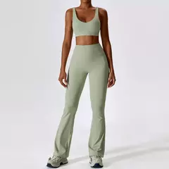 Imagem do Terno esportivo de manga comprida para mulheres, conjunto de ioga fitness, roupas de ginástica, roupas esportivas femininas, camisa de corrida, 2 peças