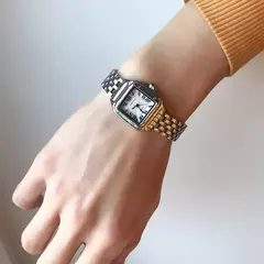Relógio de pulso quartzo quadrado feminino, relógio prata simples, pulseira de aço, marca clássica, 2021