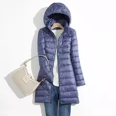 Casaco Puffer Longo Embalável Ultra Leve para Mulheres, Casaco Fino Coreano com Capuz, Feminino, Plus Size, 5XL, 6XL, 7XL, Outono, Inverno - Wolf Magazine