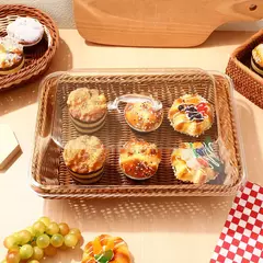 Cesta de imitação de Rattan com tampa, Simulado Pão Vegetal Servir Cestas, Recipientes De Armazenamento De Acrílico para Casa, Cozinha, Piquenique - Wolf Magazine