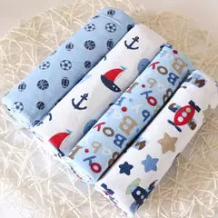 Imagem do Cobertor de fraldas de flanela supermacio do bebê, Envoltório recém-nascido, 100% algodão, Swaddle impressão, 76x76cm, 4Pc Pack