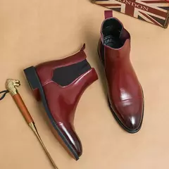 Botas masculinas de sola vermelha quadrada Chelsea, Ankle Boots artesanais de negócios Toe, homens vestem sapatos, nova marca de luxo, ao ar livre, 2024 - comprar online