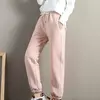 Moletom de lã forrado, cintura alta, elástico, grosso, quente, térmico, casual, inverno