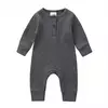 Romper de manga comprida unissex para bebê recém-nascido, cor sólida, roupas de algodão infantil, 3-18 meses, verão