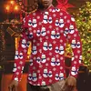 Camisas para homens outono natal férias lapela blusa masculina férias moda roupas masculinas diariamente rua camisas de manga longa botões