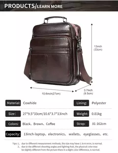Westal Mensageiro de Couro Genuíno Bag, Laptop sacos para documentos, saco de negócios, Bolsas de ombro masculinas, 13 ", 6173 - loja online