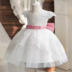 Bordado Elegante Crianças Princesa Vestidos para Meninas Luxo Golden Lace Vintage Crianças Festival Party Gown Bebê Batismo Vestidos