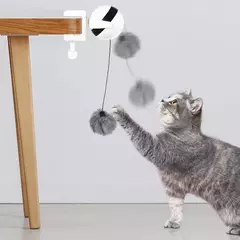 1pc diversão bola de levantamento movimento elétrico brinquedo do gato com retrátil automático gato provocando bola rotativa quebra-cabeça interativo brinquedos para animais de estimação