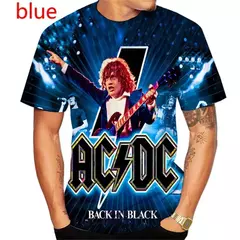 Imagem do T-shirt com decote em metal masculino, roupa de criança, tops casuais, AC, DC, impressão 3D, meninos, meninas, moda, verão, novo, 2022