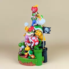 Super mario bros família retratos figura super mario bros 27cm anime figuras mario figura de ação encanador estátua modelo brinquedos presente - comprar online