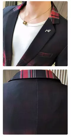 Jaqueta de terno casual xadrez masculina, baile masculino, blazer social, casaco fino, roupa de anfitrião, moda boutique - comprar online