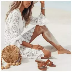 Protetor solar sexy com decote em v feminino vestido de praia, encobrimento de biquíni, maiô, moda praia, moda, novo, 2024