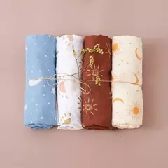 Elinfant-Rainbow Cor Musselina Swaddle Blankets, 100% Algodão, Recém-nascido Bebê Banho Toalha Envoltório, Gift Set Popular, Bambu, 4Pcs - loja online