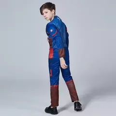 Capitão américa traje muscular super-herói capitão américa músculo cosplay macacão escudo halloween carnaval festa traje para criança - loja online
