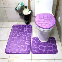 Jogo antiderrapante da esteira do banho do banheiro, Tapete De Cobblestone, Tapetes de chuveiro absorventes, Tampa do vaso sanitário, 2Pcs Set, 3 Pcs - loja online