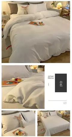 Lençóis de algodão lavados e capas de edredão, estilo japonês, peça dupla, conjunto de cama de quatro peças para estudante, três peças - comprar online