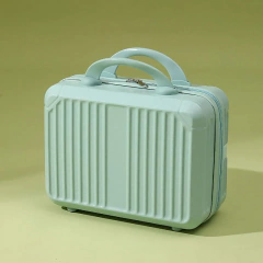 Mini caixa de maquiagem vintage, bolsa portátil de higiene pessoal, estojo pequeno para presentes cosméticos, caixa de senha compacta, 14";;VERDADEIRO;;"Estojo cosmético multifuncional de 14 polegadas,Branco com azul - loja online