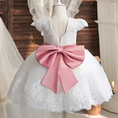 Bordado Elegante Crianças Princesa Vestidos para Meninas Luxo Golden Lace Vintage Crianças Festival Party Gown Bebê Batismo Vestidos na internet