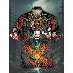 Imagem do Camisas estampadas em 3D papagaio masculinas, camisas havaianas de praia, manga curta, moda casual, lapela de carreira