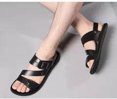 Moda Confortável Sandálias Masculinas Cor Sólida Open Toe Mens Sandálias De Couro 2023 Novos Chinelos De Praia para Calçado De Couro Masculino - Wolf Magazine