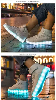 Tênis luminosos infantis, tênis de LED com sola luminosa, sapatos iluminados para crianças, meninos e meninas, tamanho 25-40 na internet