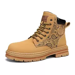 Botas de couro amarelo masculino, sapato motocicleta, tornozelo alto, caminhar, Martin, casual, diário, marca de luxo, moda - comprar online
