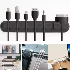 Auto-adesivo Cabo Winder, Suporte de Carregamento USB, Fio Envolvido Cabo, Organizador Da Mesa, Material de Escritório, Desktop, 3, 5, 7 Clips - loja online