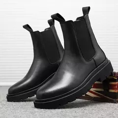 Imagem do Chuteira de plataforma preta masculina, bota de tornozelo, sapato de escorregar, moda, outono, inverno, novo, 2022