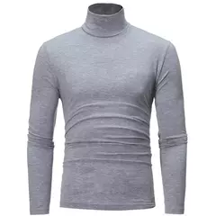 Pulôver elástico de gola alta para homens, roupa íntima fina, blusa de tricô fina, camiseta base, cor sólida, primavera, outono na internet
