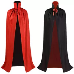 Halloween feminino masculino roupas cosplay traje adulto crianças gola capa preto vermelho reversível boné vampiro capa festa de halloween - loja online