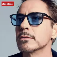 Retângulo Tony Stark Óculos De Sol Para Homens, Lente Azul, Óculos De Homem De Ferro, Brand Designer De Moda, Vintage - comprar online
