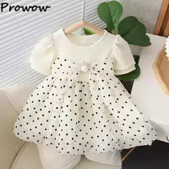 Imagem do Prorow-Patchwork Organza Dress para recém-nascidos, roupas de bebê, Princess Party Dress, Decoração bonito do urso, Vestidos de menina infantil