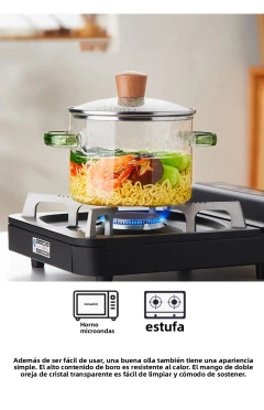 Panela de Vidro Borossilio para Fogão, Panela de Leite, Panela de Cozimento Lento, Micro-ondas, Panela para Alimentos C...