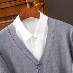 Imagem do BROWON-Cardigã monocromático com decote em v masculino, suéter casual, cardigã comercial, clássico, moda coreana, roupas masculinas