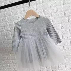 Baby Girls' Lace Stitching Princess Dress, Crianças, Crianças, Algodão, Primavera, Outono, Nova chegada, 12M-6Y, 2022