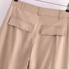 TRAF-Calça feminina de cetim cargo com bolsos, vintage, cintura alta, mosca com zíper, calça feminina, moda - comprar online