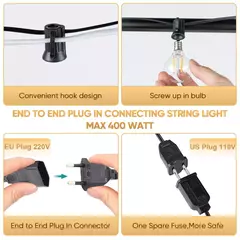 Impermeável String Light com Cabo Elétrico, E12 Sockets, C7 Base, UE 220V, EUA 110V, Hold Lâmpada, Conectável, Casamento, Decoração de Natal - Wolf Magazine