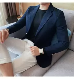Casaco de peito único masculino, blazer slim fit, blazers grandes, casacos elegantes de luxo, outwear casual coreano para casamento - loja online
