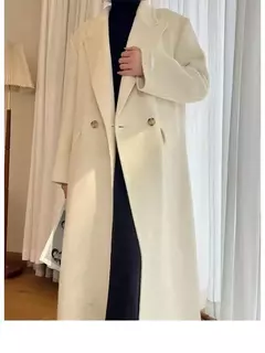 Casaco de alpaca de lã feminino, jaquetas de lã, trespassado duplo, gola de terno, solto, Casacos longos, senhora do escritório, outono, inverno, 2022 na internet