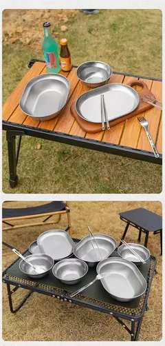 Portátil Camping Tableware Set, prato de jantar, tigela pequena, ao ar livre, auto condução, Tour, Churrasco, 6 pcs, 8 pcs, 10pcs - comprar online