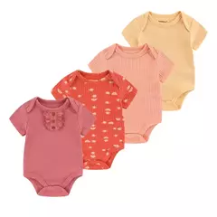 Macacão de algodão estampado para recém-nascidos, macacão manga curta, roupas de bebê menino e menina, 0-12m, 4 peças, verão na internet