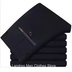Calça de vestido reto grande para homens, alta esticada, escritório, preta, azul, cinza, calças de terno formal, plus size, 52, 50, 48, 46 - Wolf Magazine